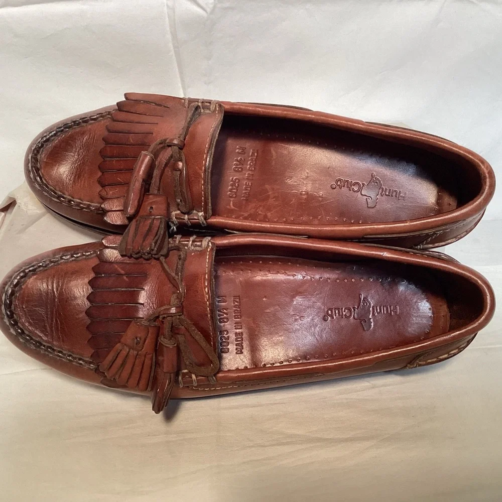 Men’s Hunt Club Brown Leather Tassel Loafers Size 8 1/2 - Picture 5 of 10